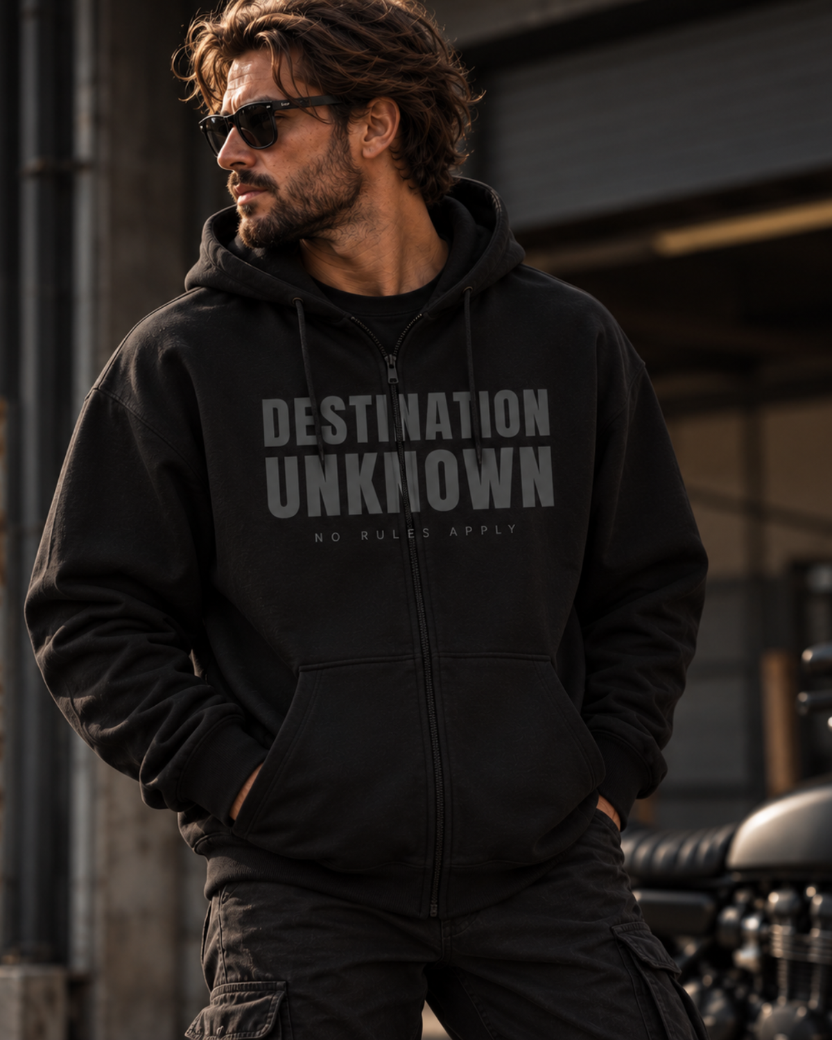 Destination Unknown Stealth Unisex Full Zip Hoodie
