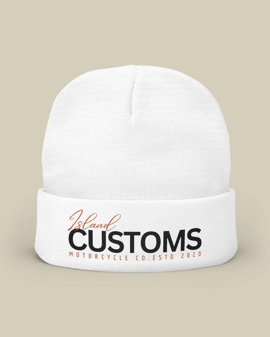 Island Customs Knit Beanie - White