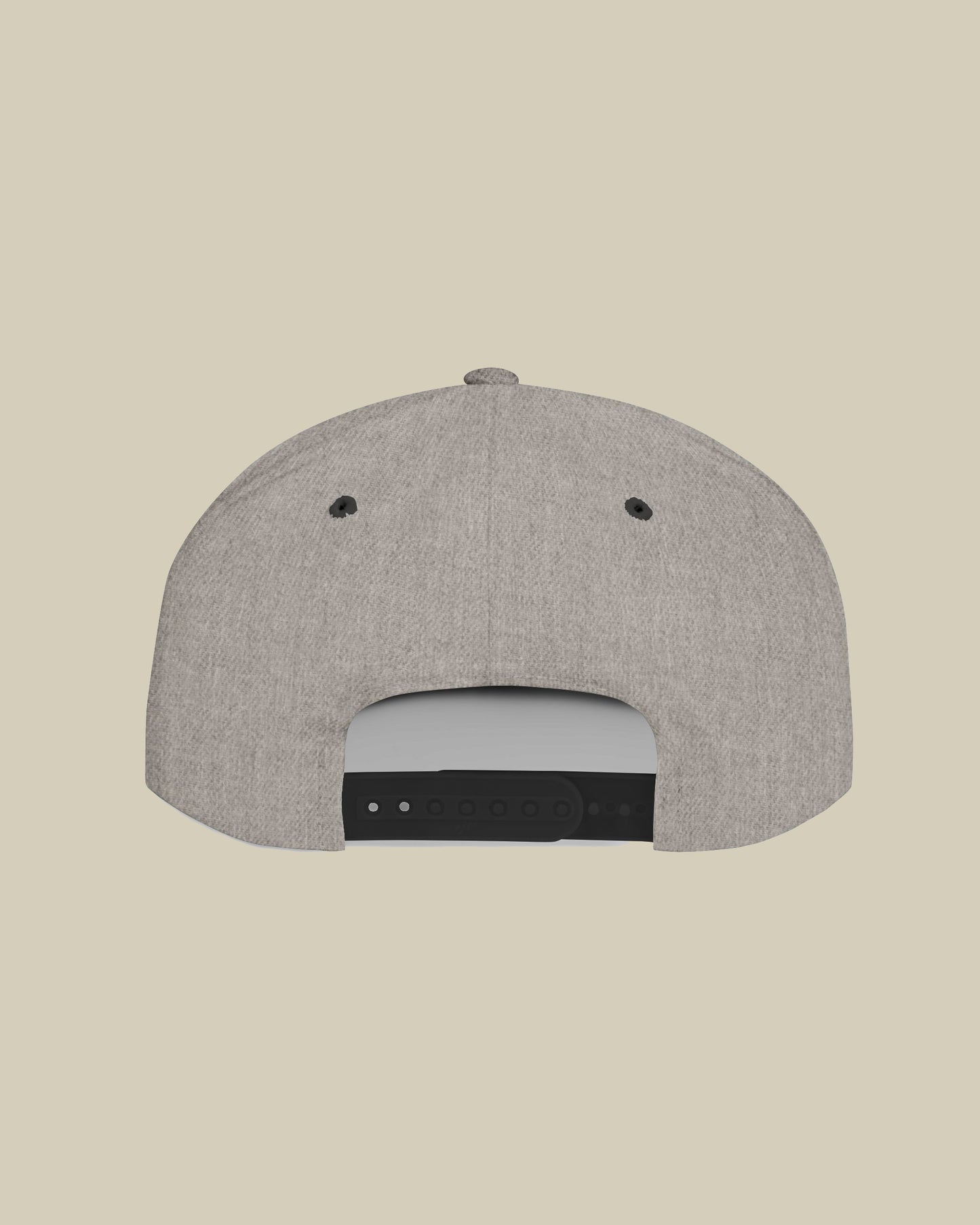 Gray cap with black accents on a beige background