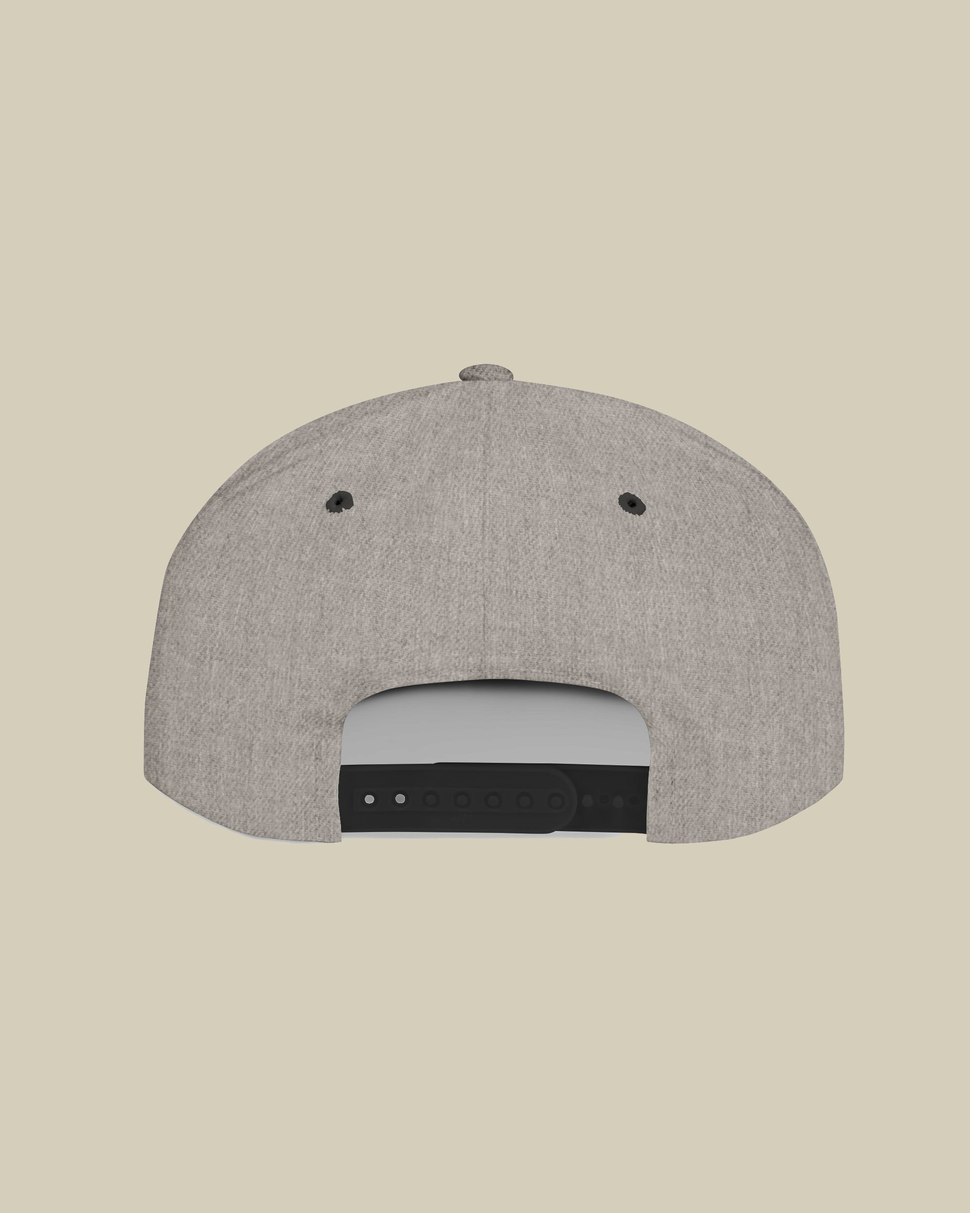 Gray cap with black accents on a beige background